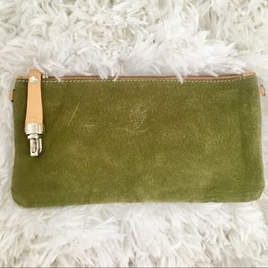 Retro green leather clutch. Made in Italy